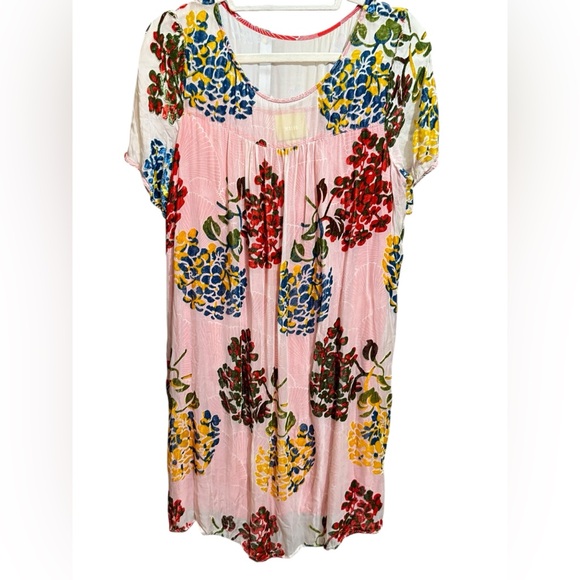 Maeve by Anthropologie Flower Market Swing Dress Velvet Burnout Red Motif Sz M - Picture 4 of 14